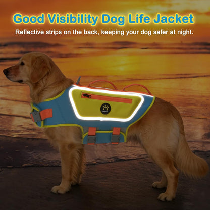 Dog Life Jacket, Good Visibility Pet Swimming Vest for Boating XL