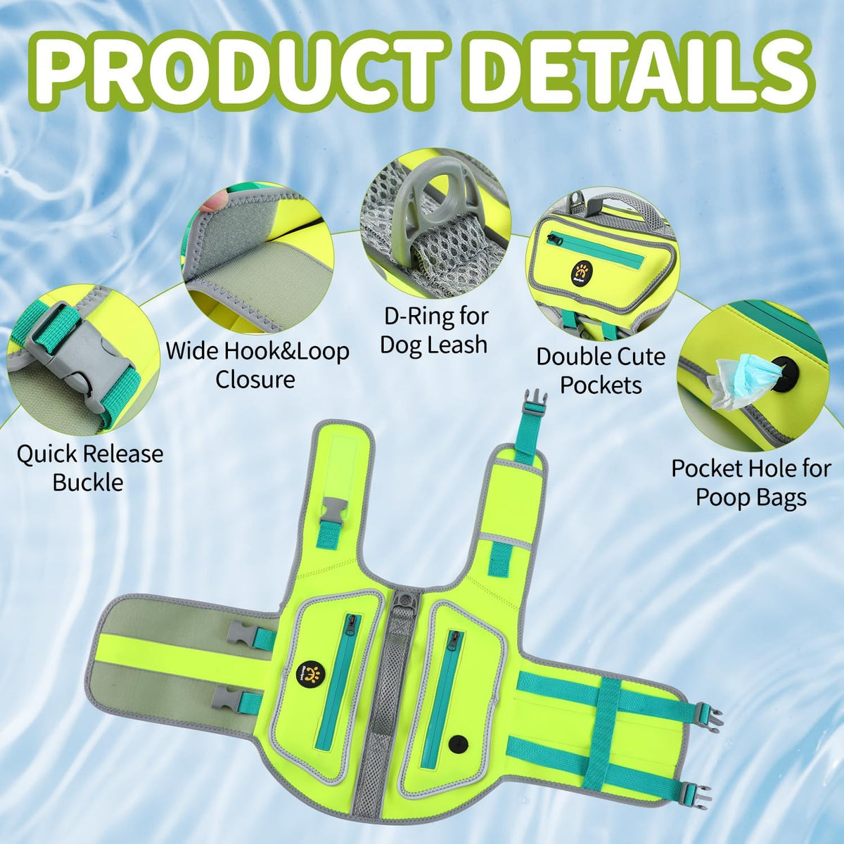 Dog Life Jacket, Good Visibility Pet Swimming Vest for Boating XL