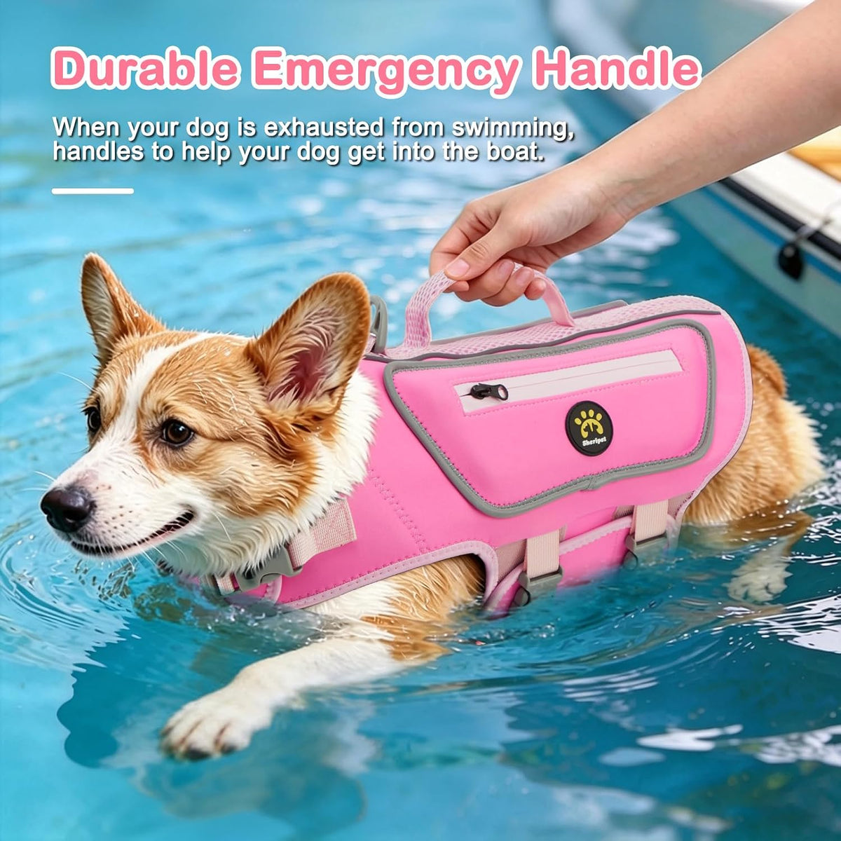 Dog Life Jacket, Good Visibility Pet Swimming Vest for Boating XL