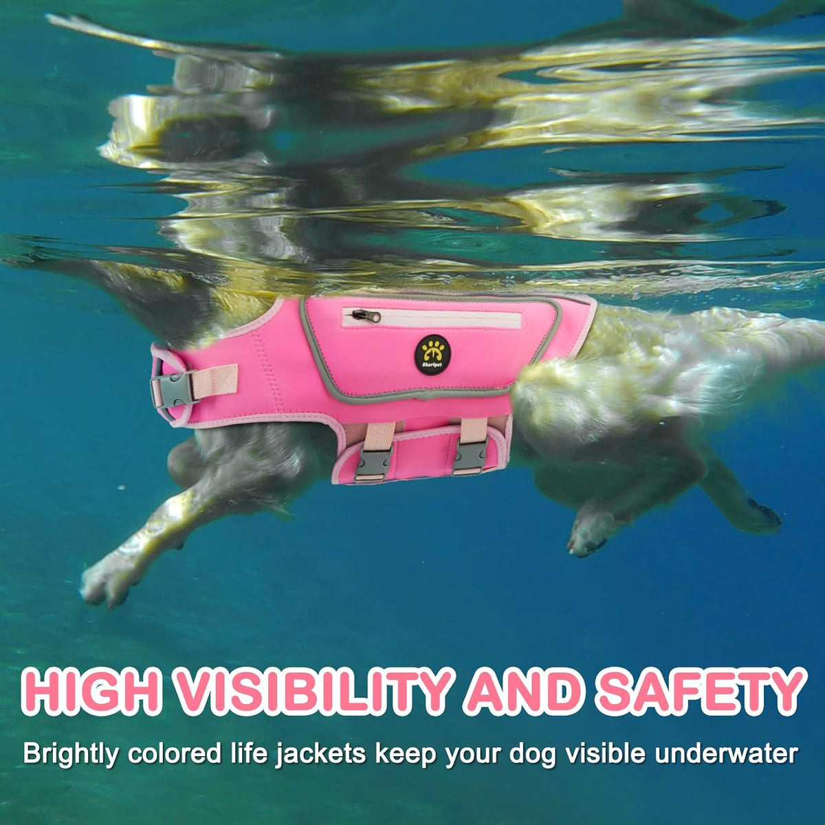 Dog Life Jacket, Good Visibility Pet Swimming Vest for Boating XL