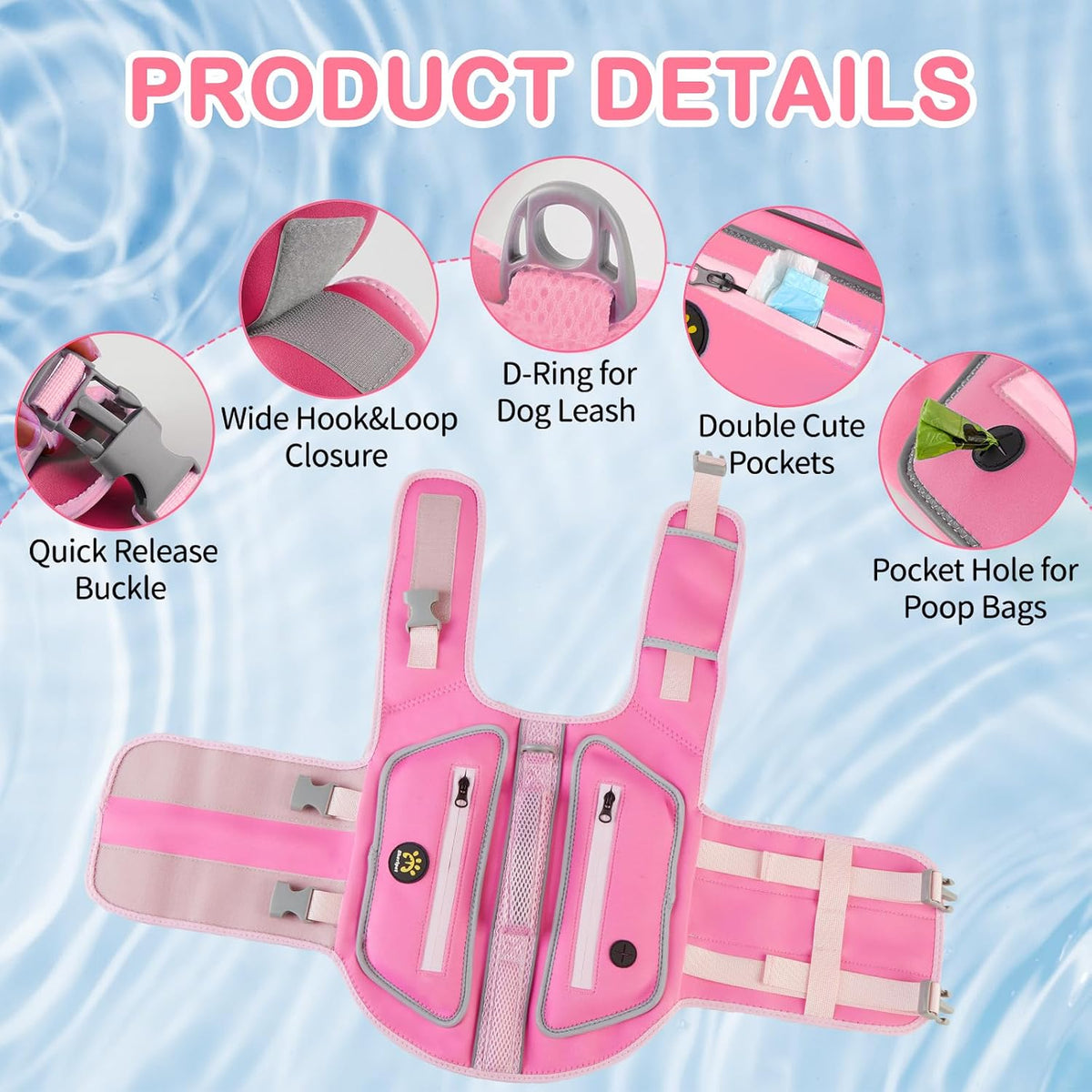 Dog Life Jacket, Good Visibility Pet Swimming Vest for Boating XL