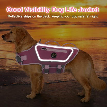 Dog Life Jacket, Good Visibility Pet Swimming Vest for Boating XL
