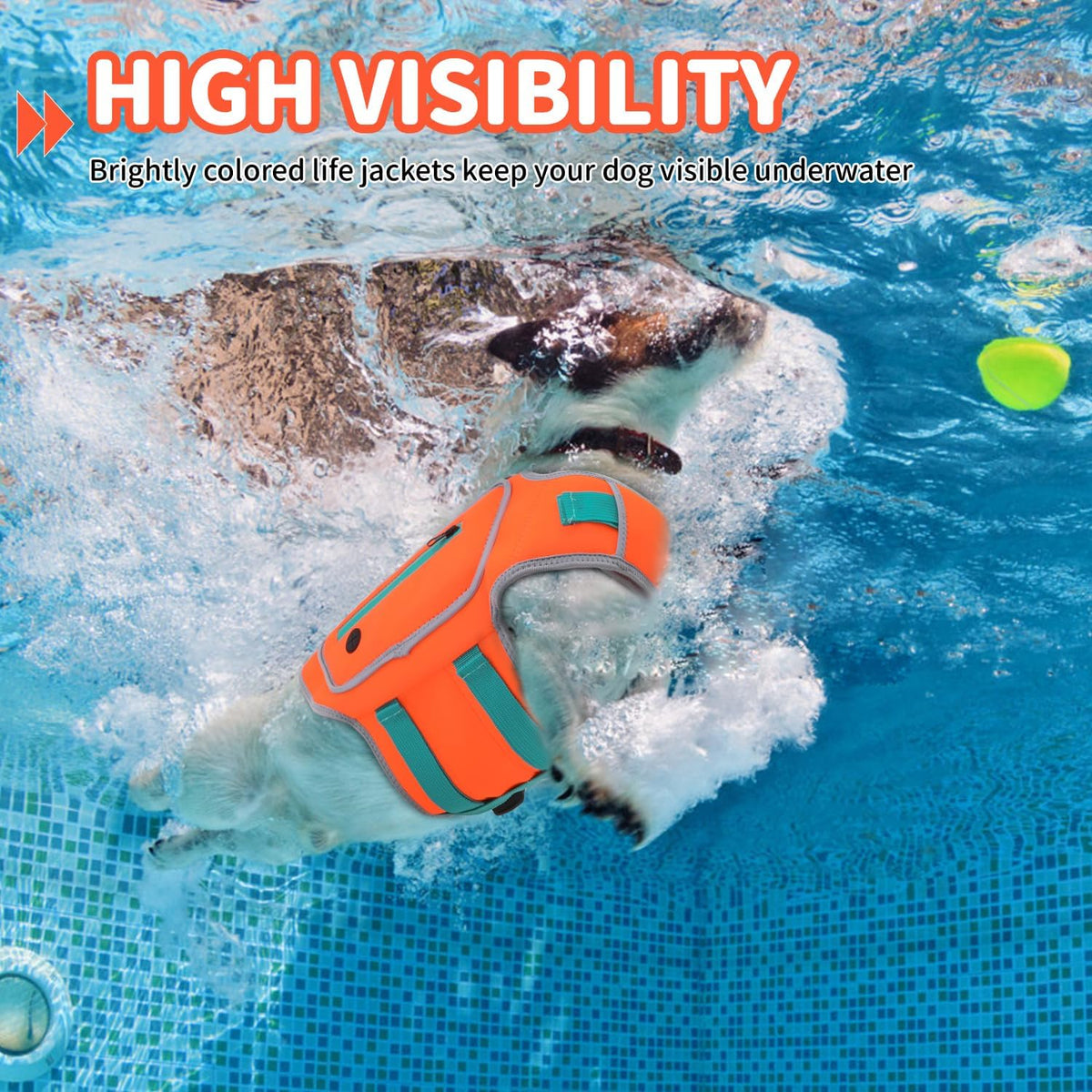 Dog Life Jacket, Good Visibility Pet Swimming Vest for Boating XL