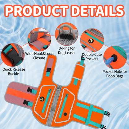 Dog Life Jacket, Good Visibility Pet Swimming Vest for Boating XL