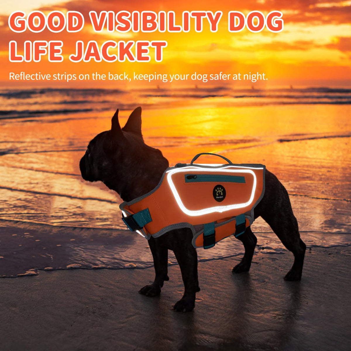 Dog Life Jacket, Good Visibility Pet Swimming Vest for Boating XL
