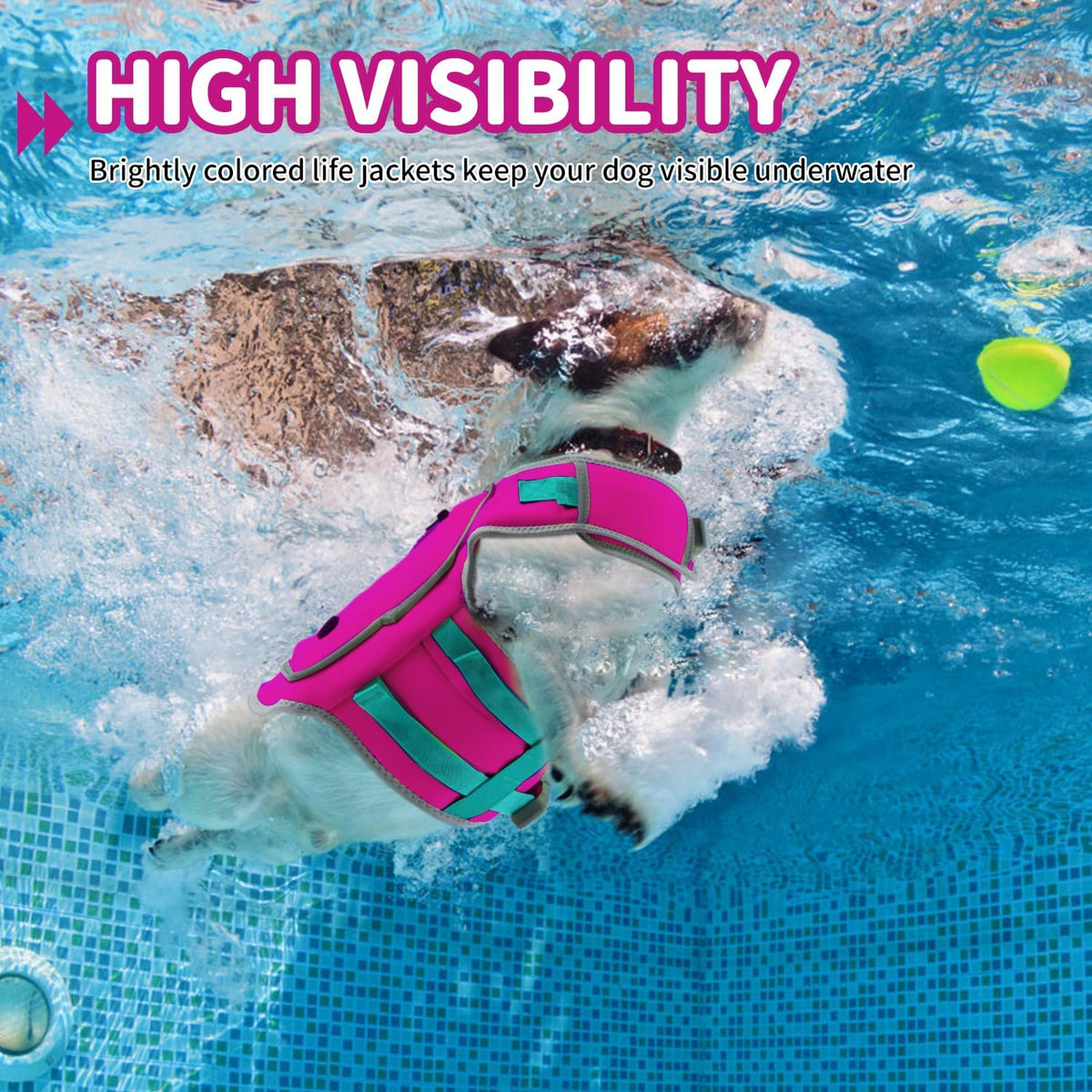Dog Life Jacket, Good Visibility Pet Swimming Vest for Boating XL