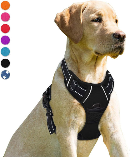 Dog Harness No Pull for Large Dogs Front Back Clips,Dog Vest | Soft Padded No Choke With Handle,Easy On&Off,Adjustable Reflective For Walking Training Running(Black,L)