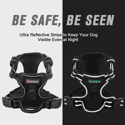 Dog Harness No Pull for Large Dogs Front Back Clips,Dog Vest | Soft Padded No Choke With Handle,Easy On&Off,Adjustable Reflective For Walking Training Running(Black,L)