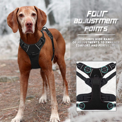 Dog Harness No Pull for Large Dogs Front Back Clips,Dog Vest | Soft Padded No Choke With Handle,Easy On&Off,Adjustable Reflective For Walking Training Running(Black,L)