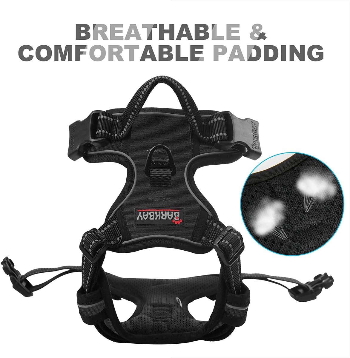 Dog Harness No Pull for Large Dogs Front Back Clips,Dog Vest | Soft Padded No Choke With Handle,Easy On&Off,Adjustable Reflective For Walking Training Running(Black,L)