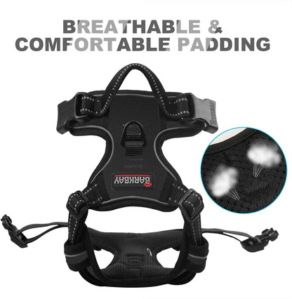 Dog Harness No Pull for Large Dogs Front Back Clips,Dog Vest | Soft Padded No Choke With Handle,Easy On&Off,Adjustable Reflective For Walking Training Running(Black,L)
