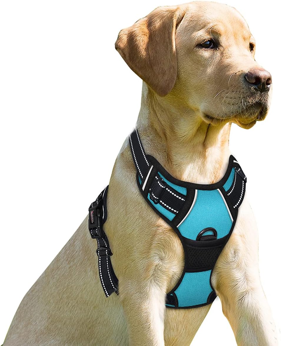 Dog Harness No Pull for Large Dogs Front Back Clips,Dog Vest | Soft Padded No Choke With Handle,Easy On&Off,Adjustable Reflective For Walking Training Running(Black,L)