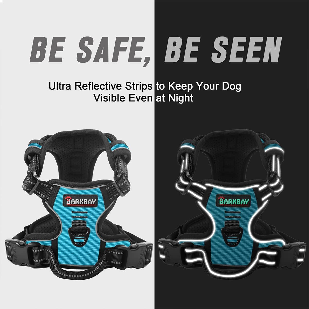 Dog Harness No Pull for Large Dogs Front Back Clips,Dog Vest | Soft Padded No Choke With Handle,Easy On&Off,Adjustable Reflective For Walking Training Running(Black,L)