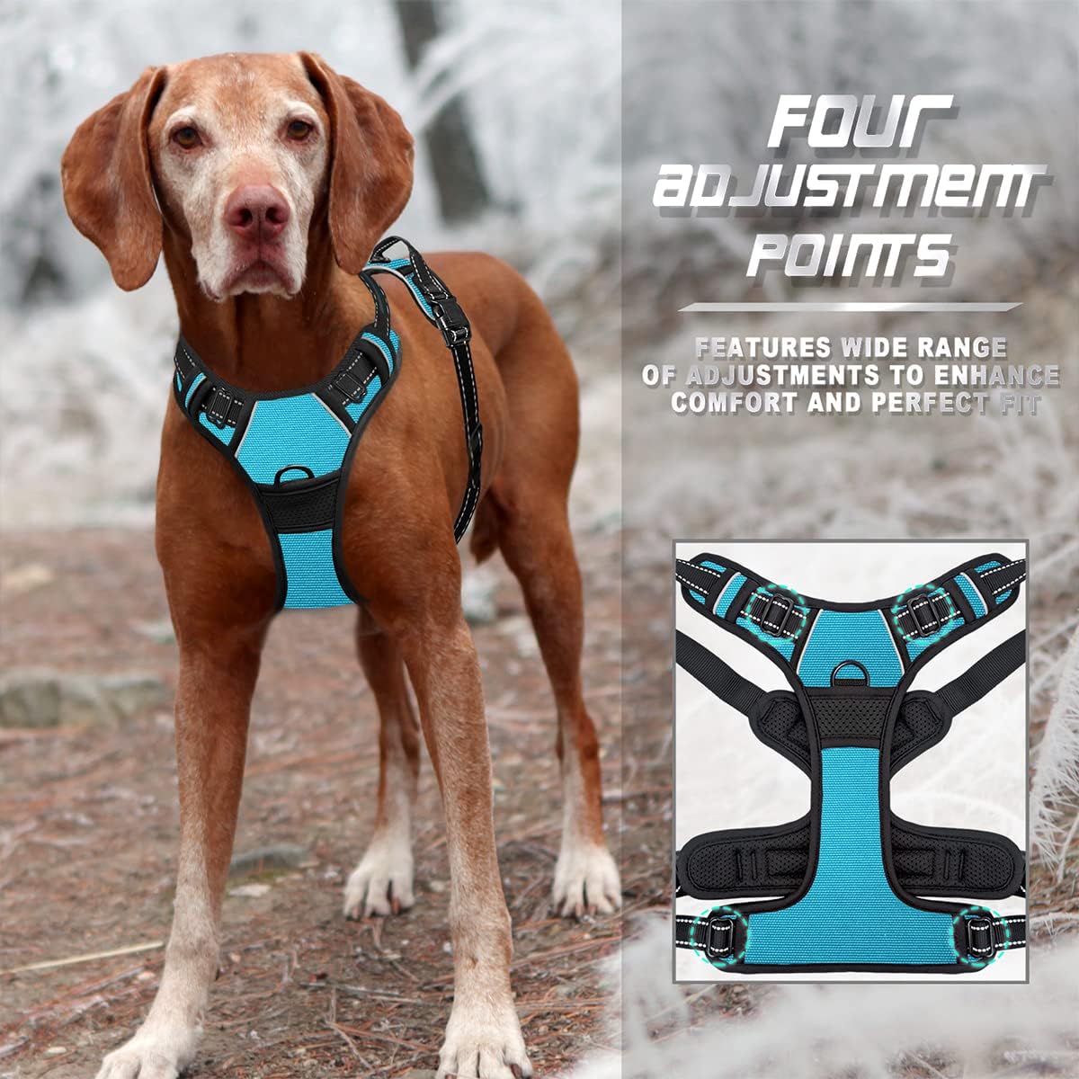 Dog Harness No Pull for Large Dogs Front Back Clips,Dog Vest | Soft Padded No Choke With Handle,Easy On&Off,Adjustable Reflective For Walking Training Running(Black,L)