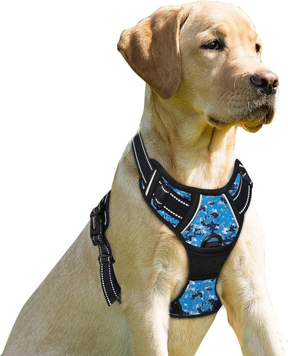 Dog Harness No Pull for Large Dogs Front Back Clips,Dog Vest | Soft Padded No Choke With Handle,Easy On&Off,Adjustable Reflective For Walking Training Running(Black,L)