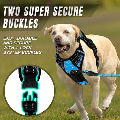 Dog Harness No Pull for Large Dogs Front Back Clips,Dog Vest | Soft Padded No Choke With Handle,Easy On&Off,Adjustable Reflective For Walking Training Running(Black,L)