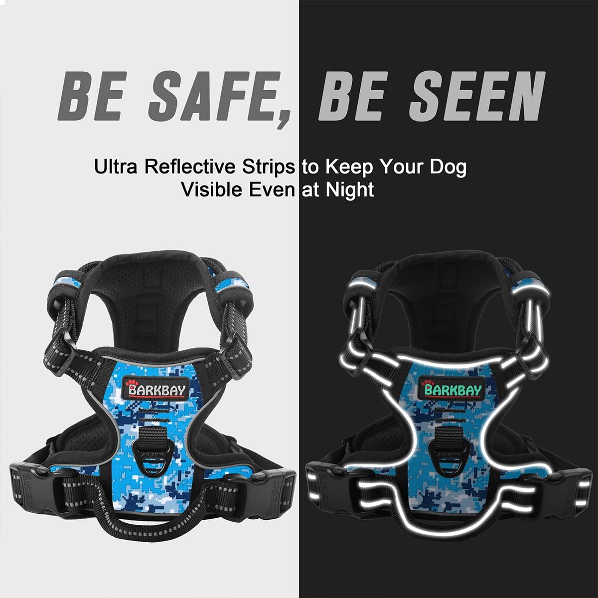 Dog Harness No Pull for Large Dogs Front Back Clips,Dog Vest | Soft Padded No Choke With Handle,Easy On&Off,Adjustable Reflective For Walking Training Running(Black,L)