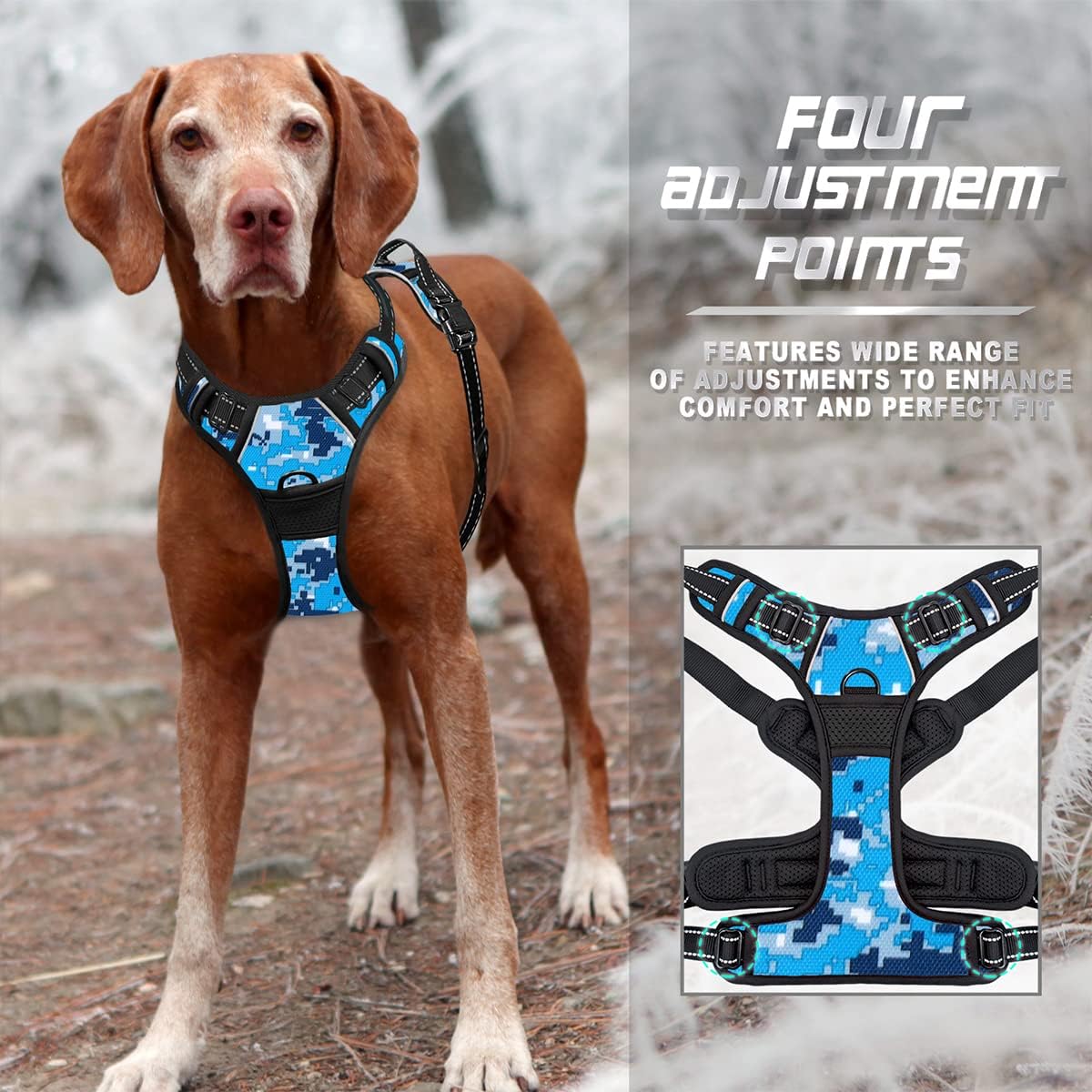 Dog Harness No Pull for Large Dogs Front Back Clips,Dog Vest | Soft Padded No Choke With Handle,Easy On&Off,Adjustable Reflective For Walking Training Running(Black,L)