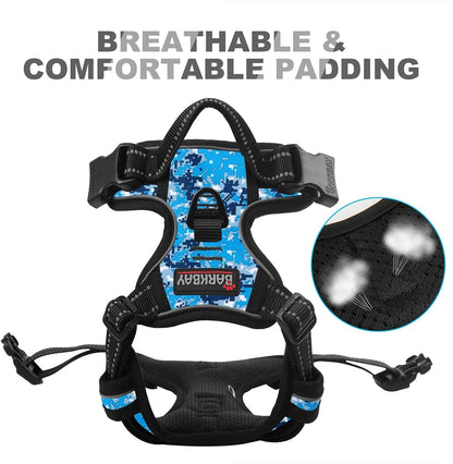 Dog Harness No Pull for Large Dogs Front Back Clips,Dog Vest | Soft Padded No Choke With Handle,Easy On&Off,Adjustable Reflective For Walking Training Running(Black,L)