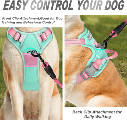 Dog Harness No Pull for Large Dogs Front Back Clips,Dog Vest | Soft Padded No Choke With Handle,Easy On&Off,Adjustable Reflective For Walking Training Running(Black,L)