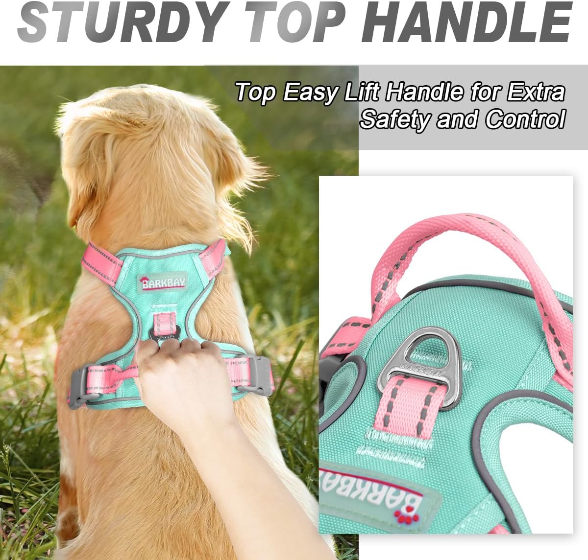 Dog Harness No Pull for Large Dogs Front Back Clips,Dog Vest | Soft Padded No Choke With Handle,Easy On&Off,Adjustable Reflective For Walking Training Running(Black,L)