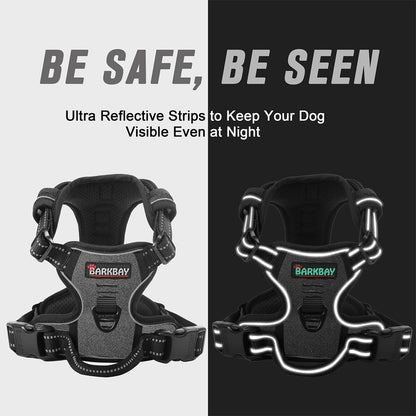 Dog Harness No Pull for Large Dogs Front Back Clips,Dog Vest | Soft Padded No Choke With Handle,Easy On&Off,Adjustable Reflective For Walking Training Running(Black,L)