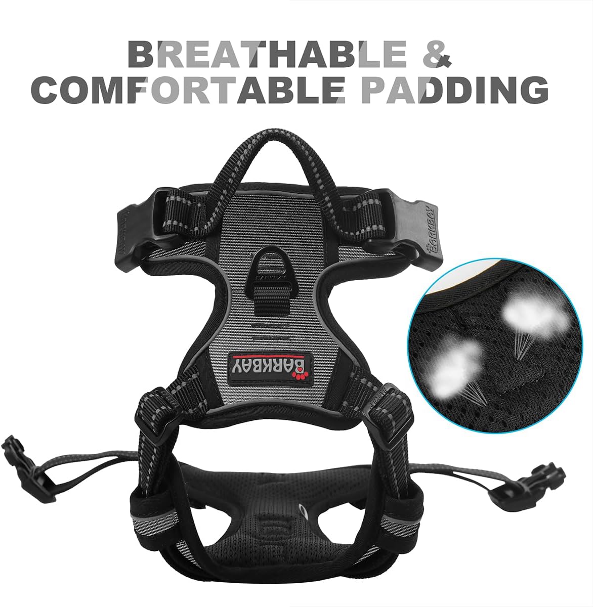 Dog Harness No Pull for Large Dogs Front Back Clips,Dog Vest | Soft Padded No Choke With Handle,Easy On&Off,Adjustable Reflective For Walking Training Running(Black,L)