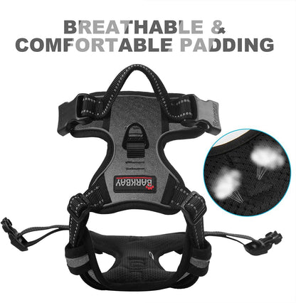 Dog Harness No Pull for Large Dogs Front Back Clips,Dog Vest | Soft Padded No Choke With Handle,Easy On&Off,Adjustable Reflective For Walking Training Running(Black,L)