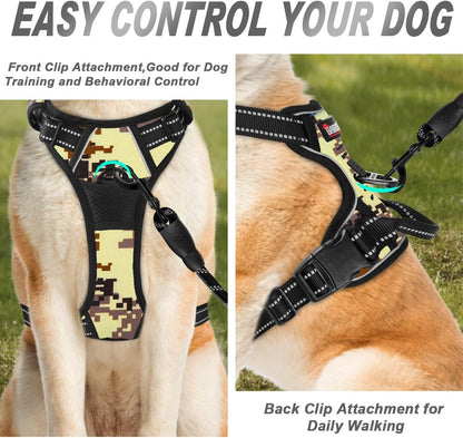 Dog Harness No Pull for Large Dogs Front Back Clips,Dog Vest | Soft Padded No Choke With Handle,Easy On&Off,Adjustable Reflective For Walking Training Running(Black,L)