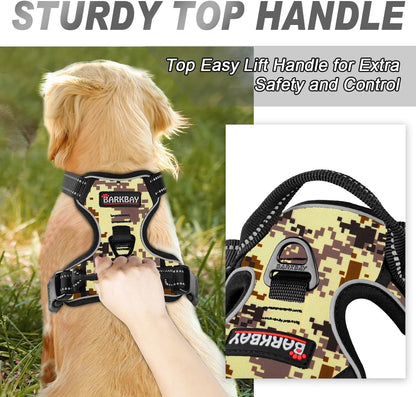Dog Harness No Pull for Large Dogs Front Back Clips,Dog Vest | Soft Padded No Choke With Handle,Easy On&Off,Adjustable Reflective For Walking Training Running(Black,L)