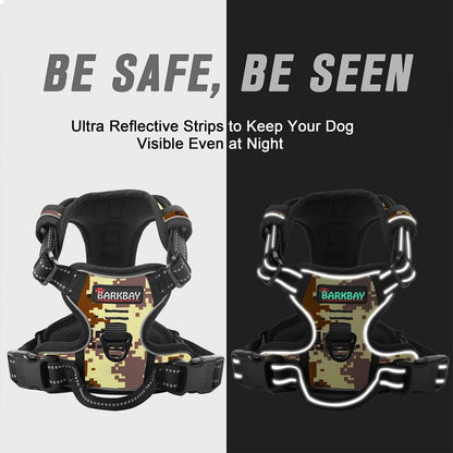 Dog Harness No Pull for Large Dogs Front Back Clips,Dog Vest | Soft Padded No Choke With Handle,Easy On&Off,Adjustable Reflective For Walking Training Running(Black,L)