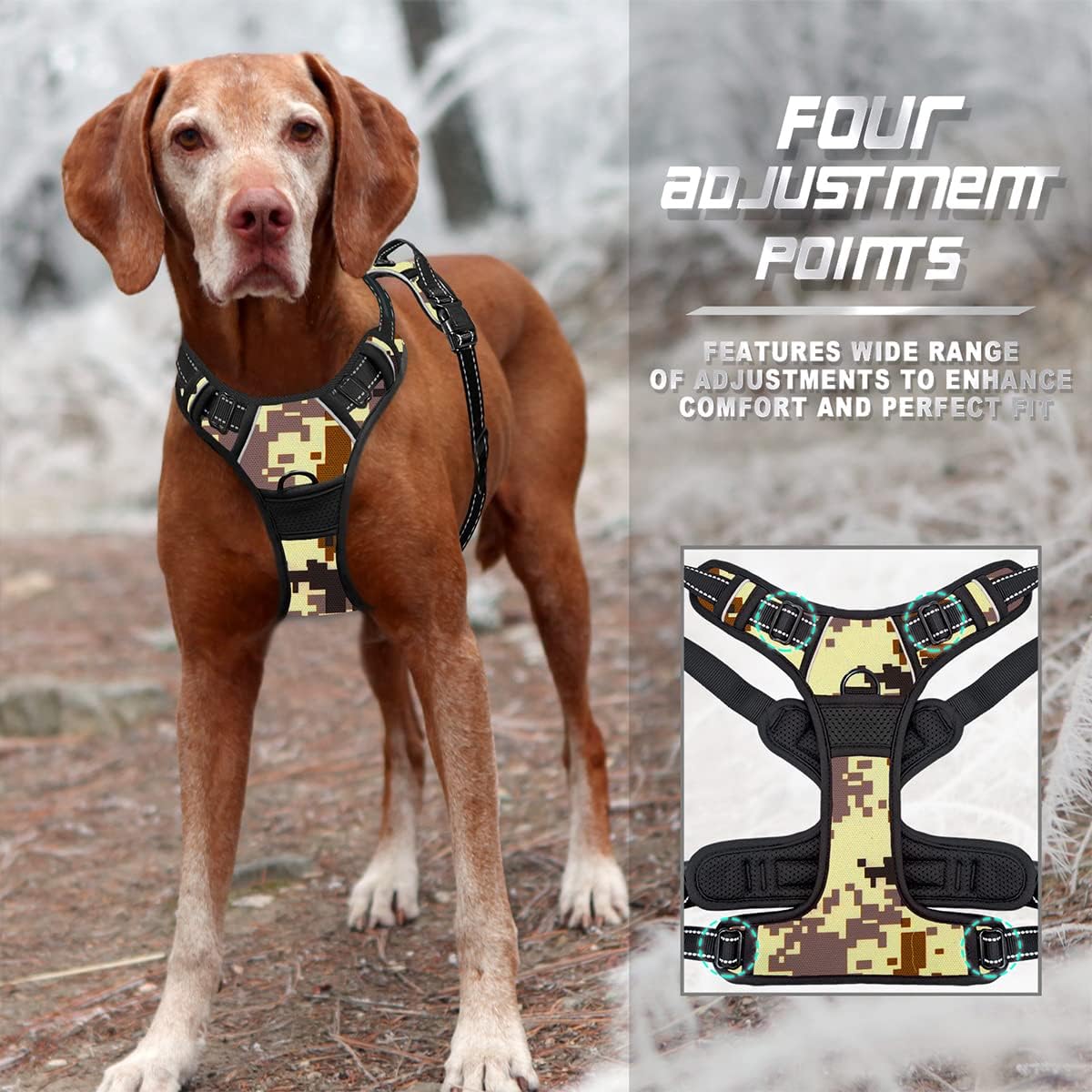 Dog Harness No Pull for Large Dogs Front Back Clips,Dog Vest | Soft Padded No Choke With Handle,Easy On&Off,Adjustable Reflective For Walking Training Running(Black,L)
