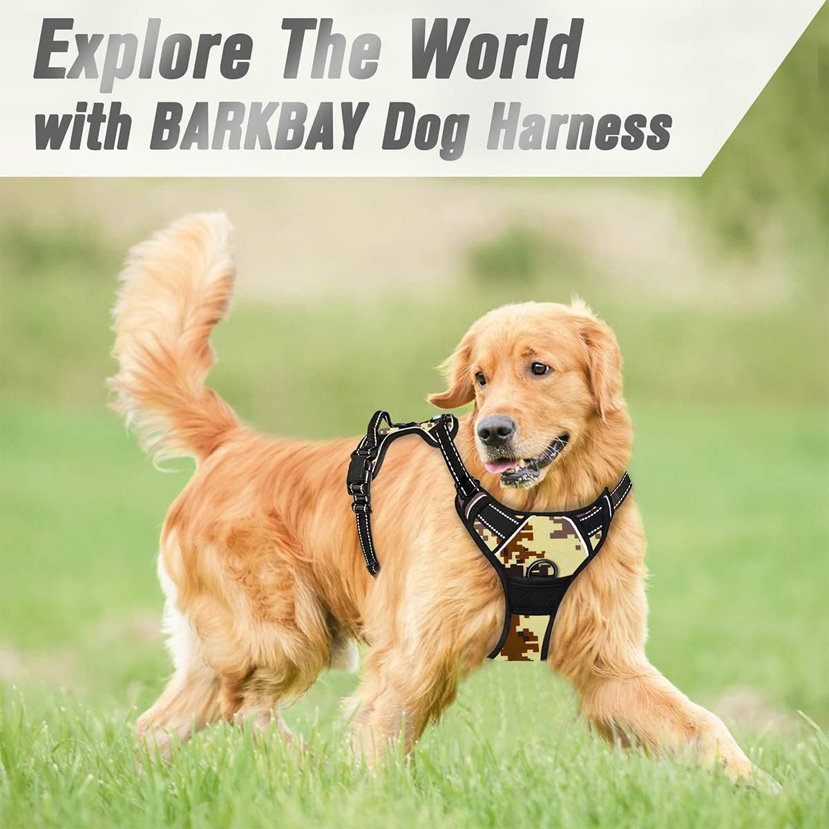 Dog Harness No Pull for Large Dogs Front Back Clips,Dog Vest | Soft Padded No Choke With Handle,Easy On&Off,Adjustable Reflective For Walking Training Running(Black,L)