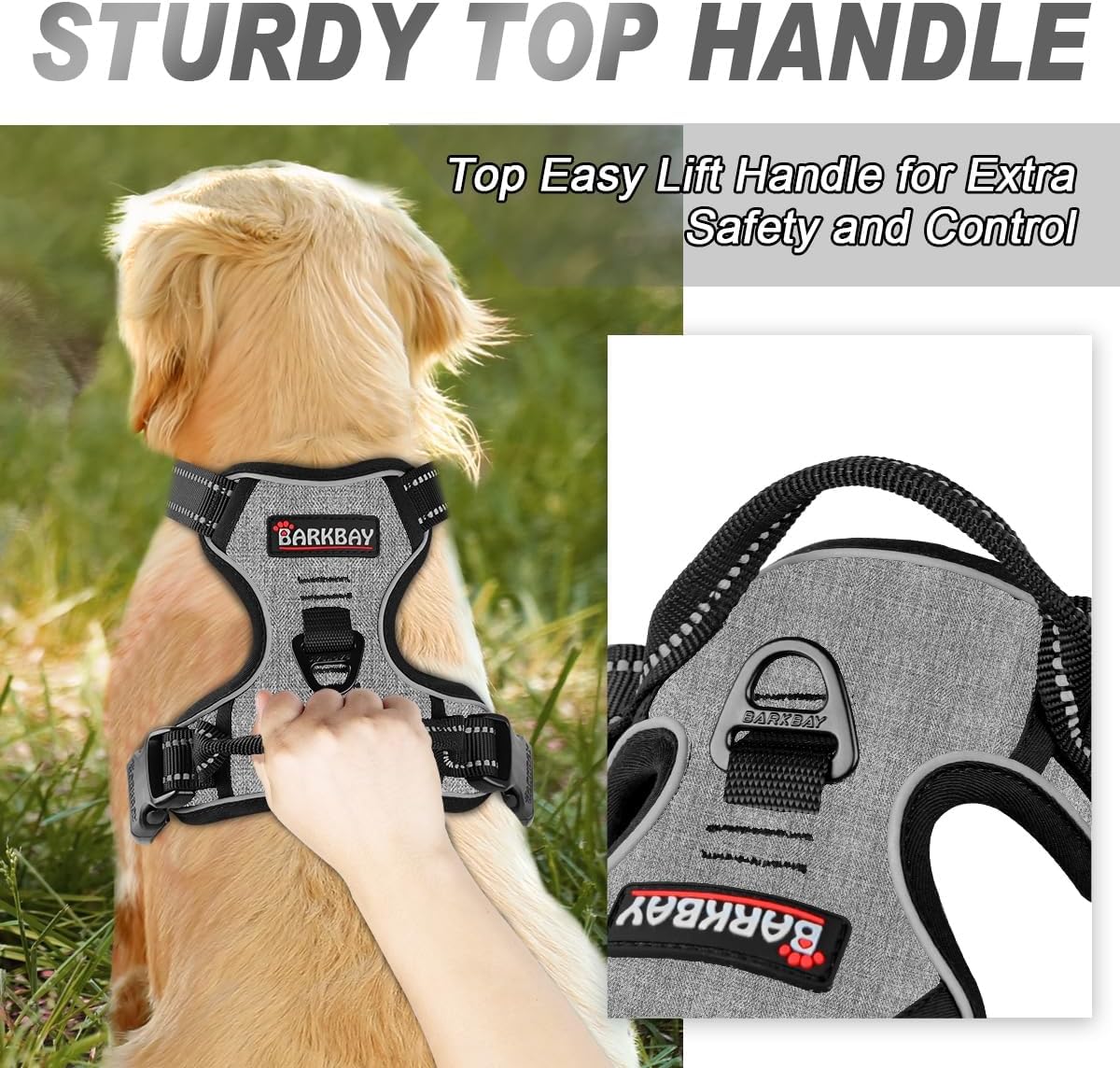 Dog Harness No Pull for Large Dogs Front Back Clips,Dog Vest | Soft Padded No Choke With Handle,Easy On&Off,Adjustable Reflective For Walking Training Running(Black,L)
