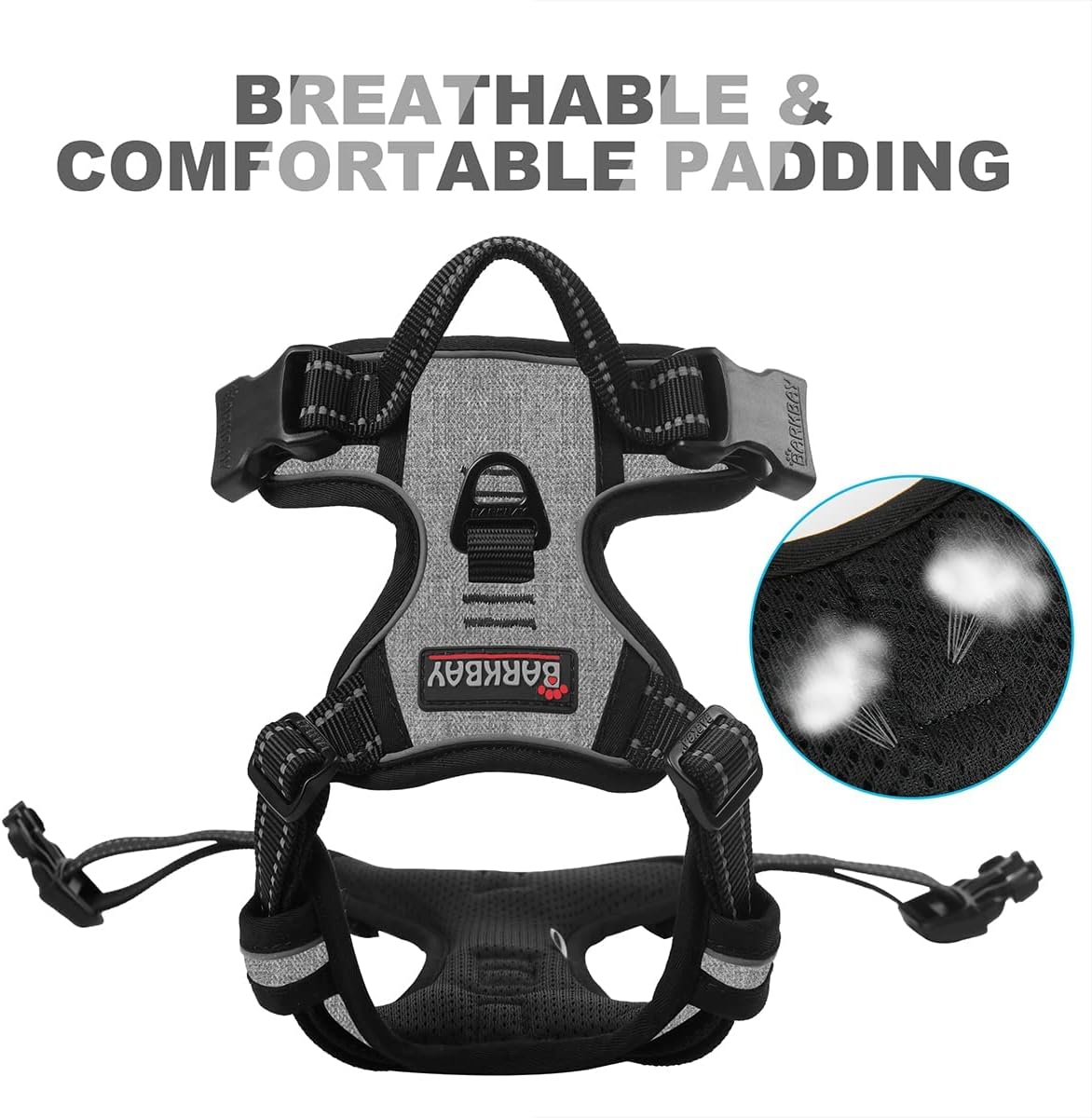 Dog Harness No Pull for Large Dogs Front Back Clips,Dog Vest | Soft Padded No Choke With Handle,Easy On&Off,Adjustable Reflective For Walking Training Running(Black,L)