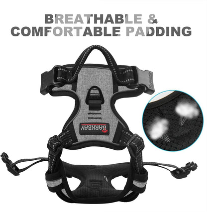 Dog Harness No Pull for Large Dogs Front Back Clips,Dog Vest | Soft Padded No Choke With Handle,Easy On&Off,Adjustable Reflective For Walking Training Running(Black,L)