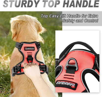Dog Harness No Pull for Large Dogs Front Back Clips,Dog Vest | Soft Padded No Choke With Handle,Easy On&Off,Adjustable Reflective For Walking Training Running(Black,L)