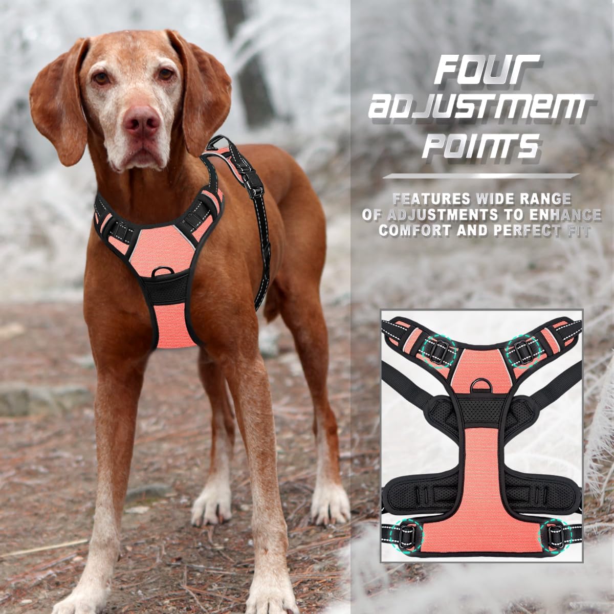 Dog Harness No Pull for Large Dogs Front Back Clips,Dog Vest | Soft Padded No Choke With Handle,Easy On&Off,Adjustable Reflective For Walking Training Running(Black,L)
