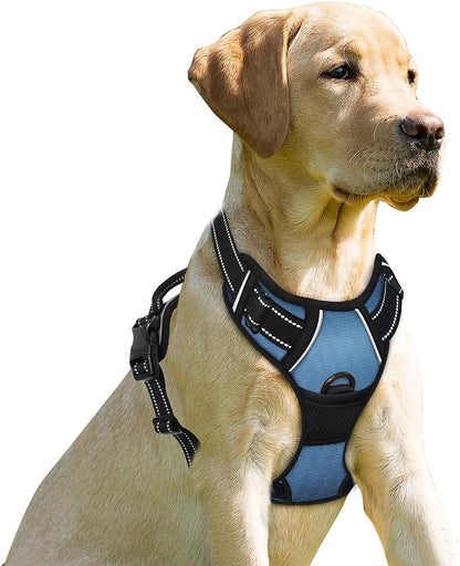 Dog Harness No Pull for Large Dogs Front Back Clips,Dog Vest | Soft Padded No Choke With Handle,Easy On&Off,Adjustable Reflective For Walking Training Running(Black,L)