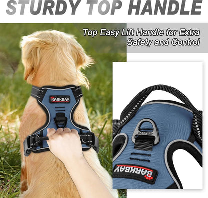 Dog Harness No Pull for Large Dogs Front Back Clips,Dog Vest | Soft Padded No Choke With Handle,Easy On&Off,Adjustable Reflective For Walking Training Running(Black,L)