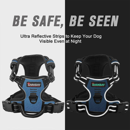 Dog Harness No Pull for Large Dogs Front Back Clips,Dog Vest | Soft Padded No Choke With Handle,Easy On&Off,Adjustable Reflective For Walking Training Running(Black,L)