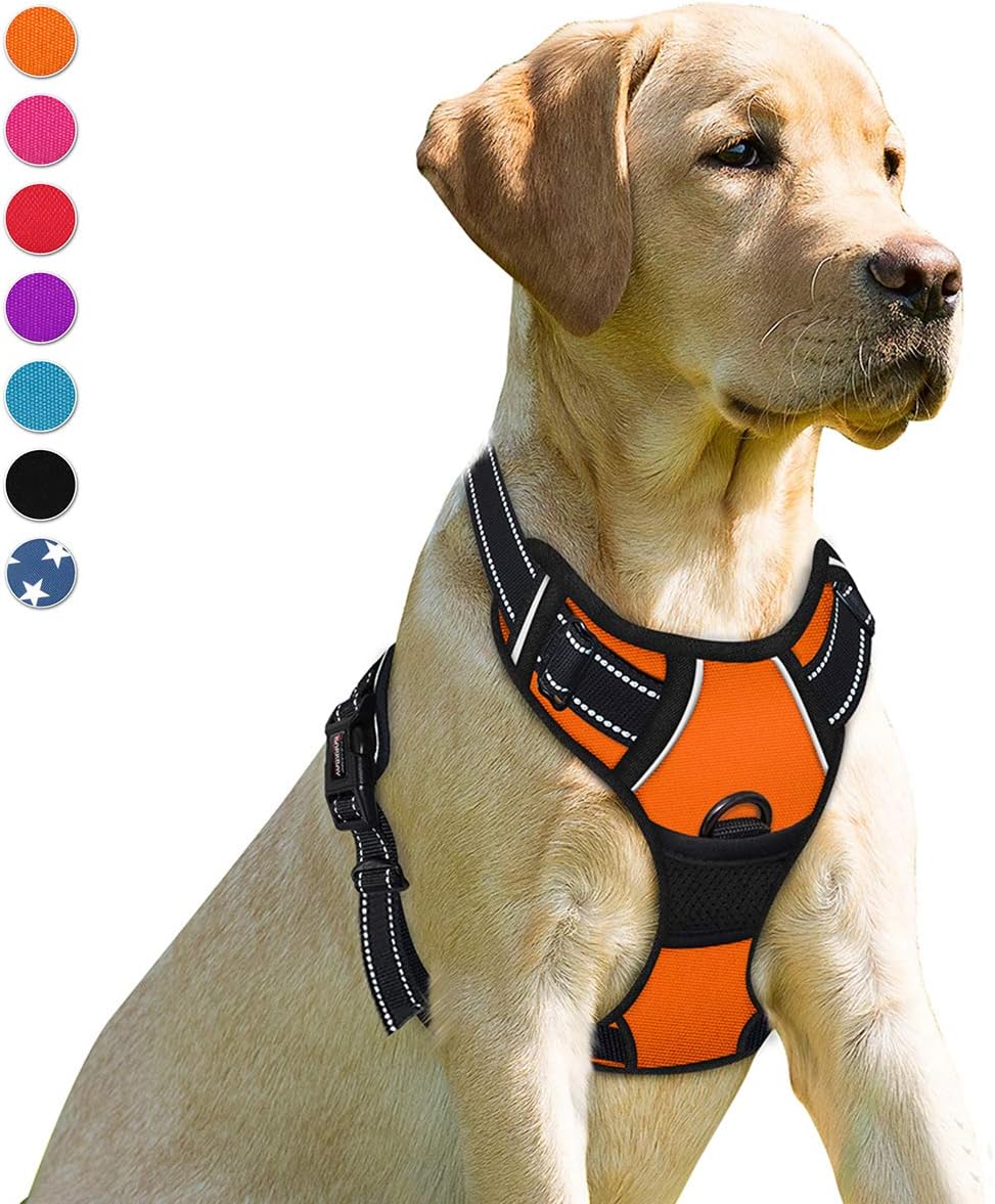 Dog Harness No Pull for Large Dogs Front Back Clips,Dog Vest | Soft Padded No Choke With Handle,Easy On&Off,Adjustable Reflective For Walking Training Running(Black,L)
