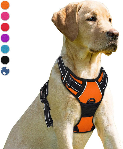 Dog Harness No Pull for Large Dogs Front Back Clips,Dog Vest | Soft Padded No Choke With Handle,Easy On&Off,Adjustable Reflective For Walking Training Running(Black,L)