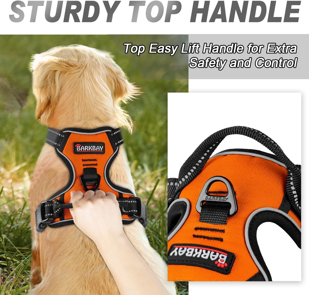 Dog Harness No Pull for Large Dogs Front Back Clips,Dog Vest | Soft Padded No Choke With Handle,Easy On&Off,Adjustable Reflective For Walking Training Running(Black,L)