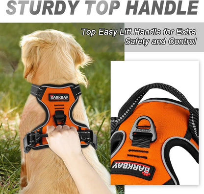 Dog Harness No Pull for Large Dogs Front Back Clips,Dog Vest | Soft Padded No Choke With Handle,Easy On&Off,Adjustable Reflective For Walking Training Running(Black,L)