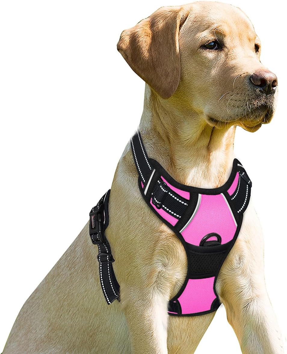 Dog Harness No Pull for Large Dogs Front Back Clips,Dog Vest | Soft Padded No Choke With Handle,Easy On&Off,Adjustable Reflective For Walking Training Running(Black,L)