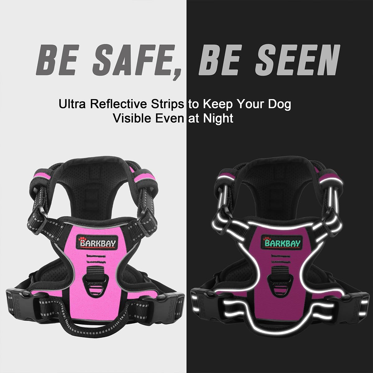 Dog Harness No Pull for Large Dogs Front Back Clips,Dog Vest | Soft Padded No Choke With Handle,Easy On&Off,Adjustable Reflective For Walking Training Running(Black,L)