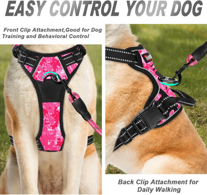 Dog Harness No Pull for Large Dogs Front Back Clips,Dog Vest | Soft Padded No Choke With Handle,Easy On&Off,Adjustable Reflective For Walking Training Running(Black,L)