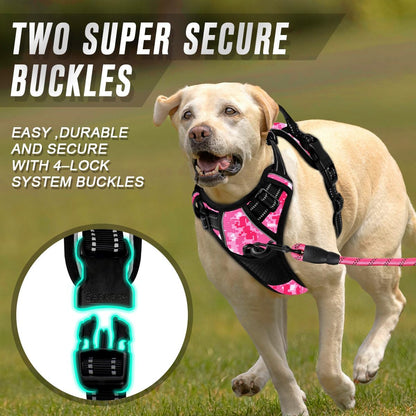 Dog Harness No Pull for Large Dogs Front Back Clips,Dog Vest | Soft Padded No Choke With Handle,Easy On&Off,Adjustable Reflective For Walking Training Running(Black,L)