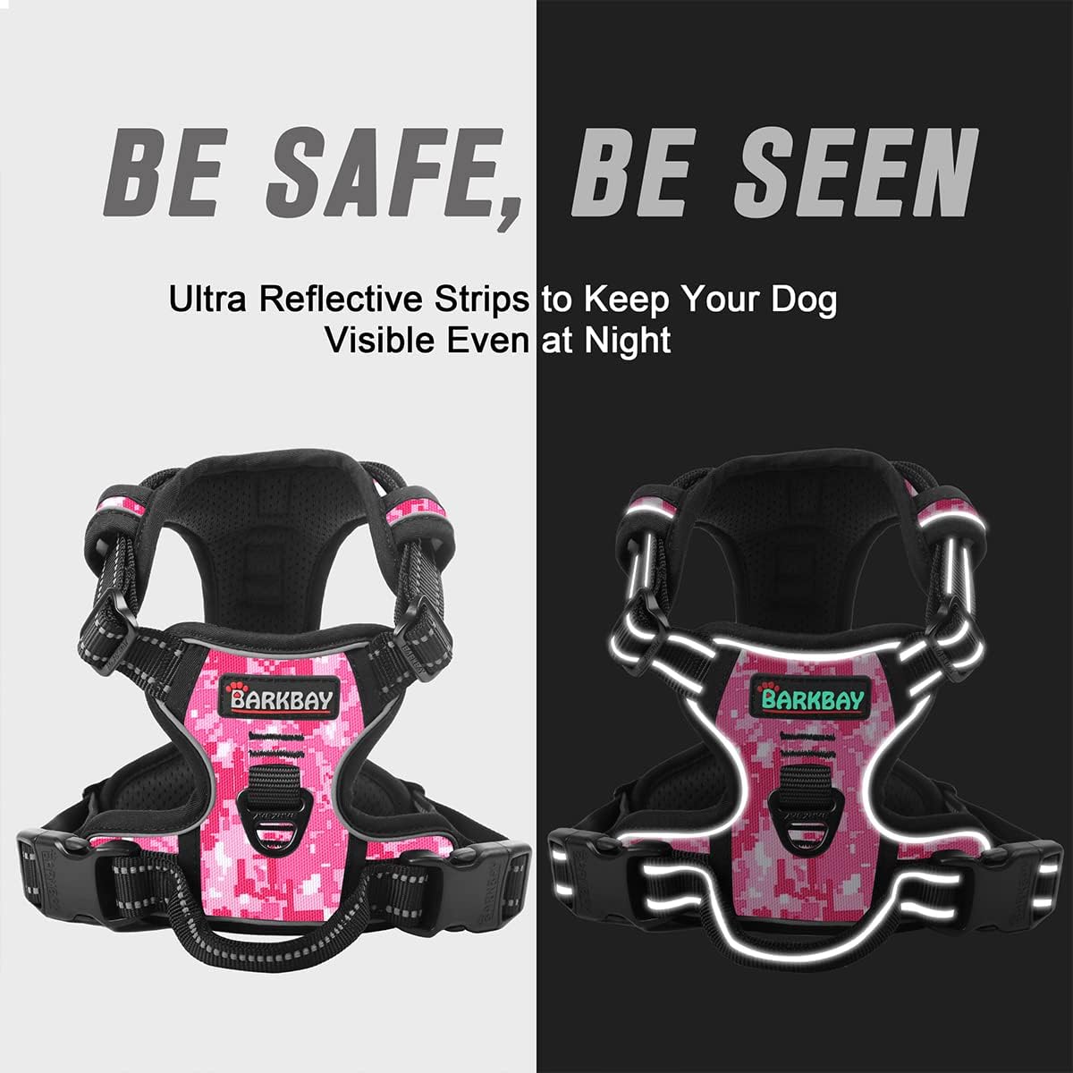 Dog Harness No Pull for Large Dogs Front Back Clips,Dog Vest | Soft Padded No Choke With Handle,Easy On&Off,Adjustable Reflective For Walking Training Running(Black,L)
